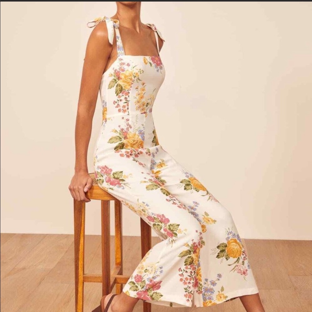 Reformation Fay Jumpsuit (floral ivory)